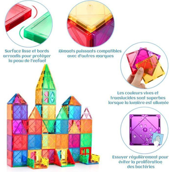 Blocs Construction Magnétiques Enfants Jouet 60 Pièces 3D Jouets ...