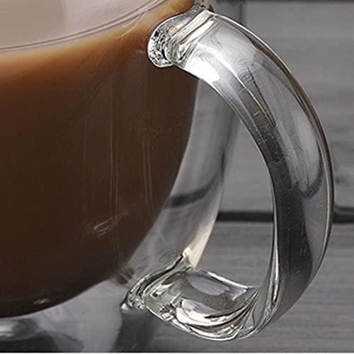 Coupe en verre Tasse en Verre Double Couche 150ml avec Poignée Tasse à Café  Transparente pour Maison Cuisine ZR004
