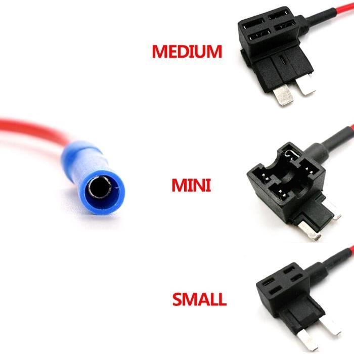 Adaptateur Fusible Add-A-Circuit AUKENIEN 12V Voiture - Lot 4 Adaptateurs + 11 Fusibles 2A à 40A - Mini Lame
