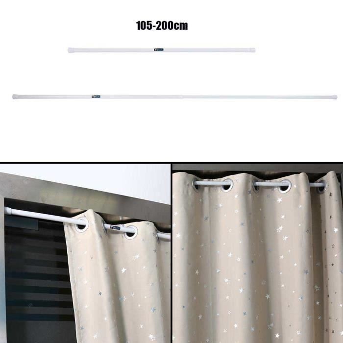 Tringle à rideaux pressfix - Blanc - Extensible de 80 à 11 cm