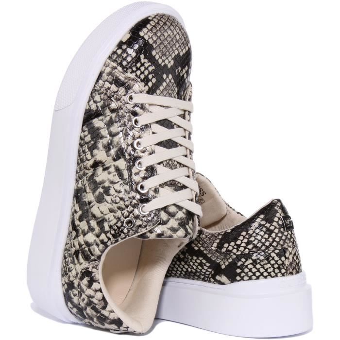 Guess Hilan Baskets a lacets en synthetique imprime python pour femmes en noir gris Noir Gris 37