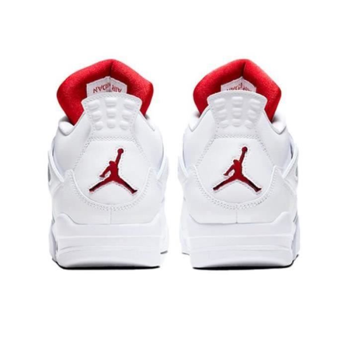 BASKET NIKE Air Jordan 4 Retro Metallic Red Blanche et Rouge Femme Homme AJ4 Chaussures de Basket Pas Cher Or Cdiscount Chaussures