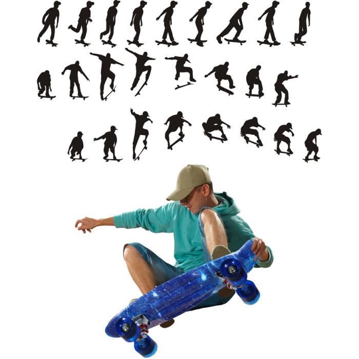 Skateboard Enfant/Adolescents 21'' Planche à Roulettes ABEC-5 Roues En Pu A Rebond Pour Debutants Cadeau De Noel Bleu Rose