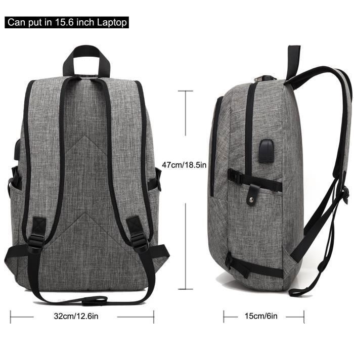 Sac à Dos HiChiclife 22-28L Extensible - Compartiment Ordinateur 15,6", Port USB, Imperméable, Antivol