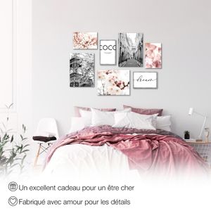Lot De 4 Cadres Photo Avec Motif Roses – Décoration Murale – Occasion