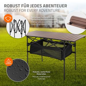 AKTIVE 63024 - Table De Camping Réglable En Hauteur Style Glamping