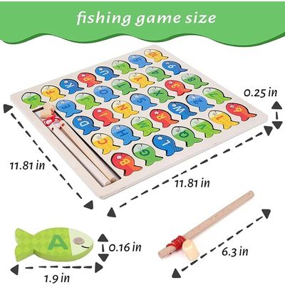 RunHero Jeu De Pêche Magnétique En Bois – Apprendre L'alphabet Et Les Chiffres En S'amusant, Dès 3 Ans, Montessori