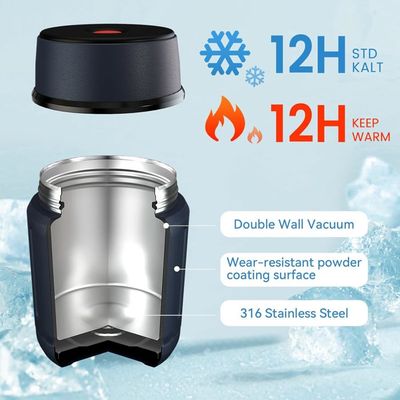 Boîte Repas Isotherme En Acier Inoxydable 900ml - Thermos Pour Repas Chaud, Avec Cuillère, Garde 12h