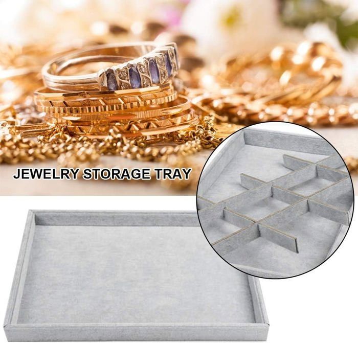 Plateau Rangement Bijoux Empilable - 18 Cases Velours - Présentation Élégante Colliers, Bracelets