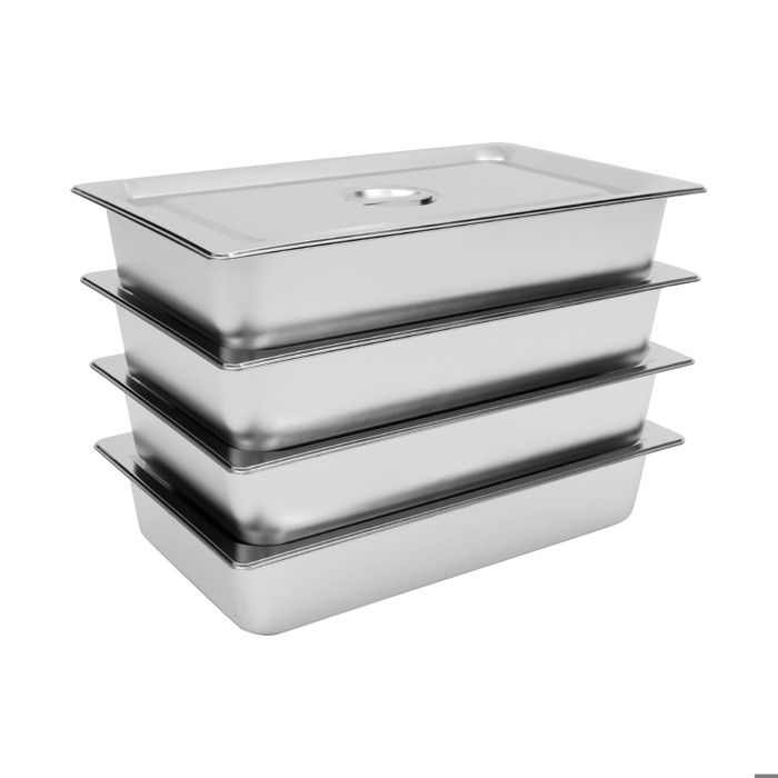ORFCP Lot De 2 Bacs Inox Gastronomiques Avec Couvercle – 32,5 X 17,5 X 6,5 Cm, GN 1/3, Idéal Restauration, Buffet, Four, Cuisine Pro