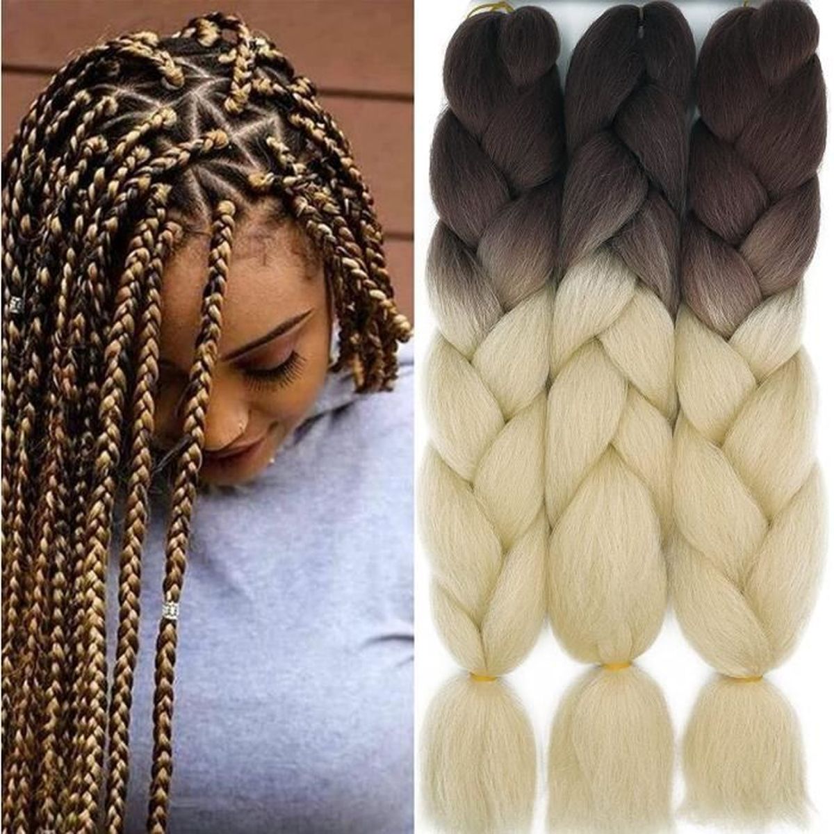 4 tresses collées avec rajouts