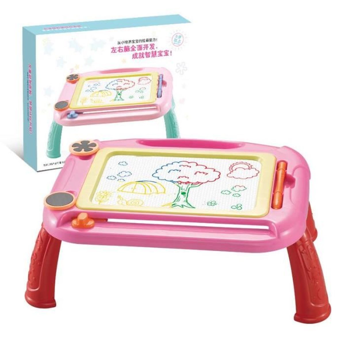 Ardoise Magique Magnétique 29,5x23cm – Tableau De Dessin Effaçable Avec 2 Tampons Pour Enfants 2-4 Ans