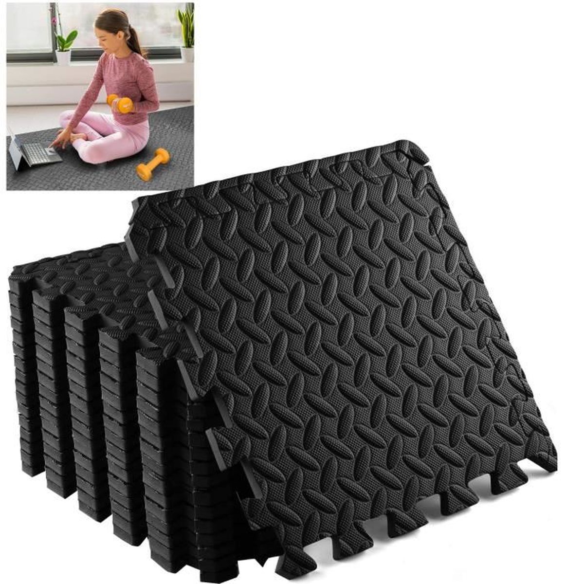 yoga 30 cm x 30 cm Lot de 20 dalles de sol antidérapantes avec bordure et sac de transport enfants tapis dexercice en mousse pour gymnases entraînements en plein air