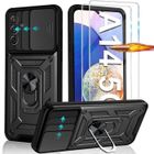 BOOLING Coque pour Samsung Galaxy A14 - avec 2 Verre Trempé - Antichoc - Bague rotative 360° - Protection objectif - Noir