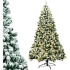 Sapin de Noël LED Artificiel 180cm COSTWAY-250 Lumières Blanc Chaud-928 Rameaux PVC Floqué-Support Métal Pliable-Décoration de Noël