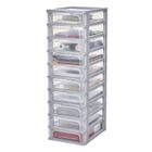 Iris Ohyama, Tour de rangement, Organisateur plastique, 10 tiroirs, 4 L - OCH-2100 - Gris - L35.5 x P26 x H81.5 cm