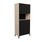 BRAND Buffet de cuisine FACTORY - Décor chêne et noir - 2 portes + 1 tiroir - Modulable - L 80 x P 43,3 x H 185 cm