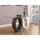 Table à manger AYANE - VENTE-UNIQUE - 6 couverts - Verre trempé et MDF - Gris & Blanc