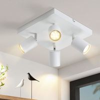 Homefire LED Plafonnier 4 Spots GU10 - Fer Blanc - 25 x 25 x 14 cm - Moderne rectangulaire 330° pivotant - Sans ampoule
