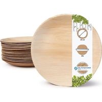 ASSIETTE JETABLE - Assiette rond en feuille de palme - Assiette jetable biodégradable et sans plastique - Ø 23cm, 25 pièces