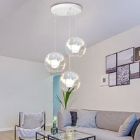 IDEGU Lampe Suspension Luminaire en Métal Vintage Blanc Lustre Plafonnier en Globe Style Industrielle pour Salon Chambre