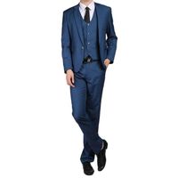 Costume Hommes 3 Pièces Slim Fit Mode Costume de Mariage Business Couleur Unie - Bleu Royal
