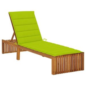 CHAISE LONGUE 610|Outdoor®| NEW Bains de soleil Fauteuil Relax - TOP Chaise longue avec coussin Bois d'acacia solide& Transat Jardin