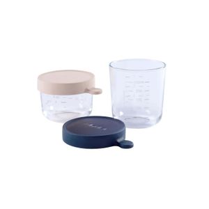 CONSERVATION REPAS BEABA Coffret 2 portions verre 150ml pink, 250ml dark blue