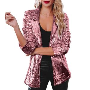 VESTE 2023 Femmes Paillettes Blazer Sequin Veste Casual 