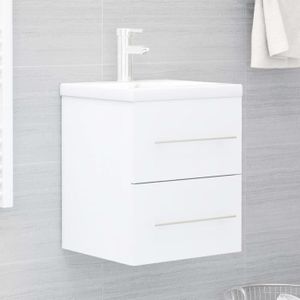 MEUBLE SOUS-ÉVIER Luxe&Mode Armoire d'évier avec lavabo intégré Blanc Aggloméré - 0JTrLb
