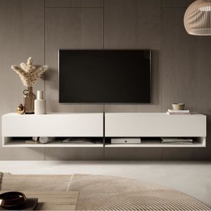 MEUBLE TV Meuble TV - MIRRGO -  200 cm - blanc avec insert graphite