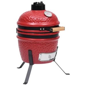 BARBECUE HOP-Barbecue à fumoir Kamado 2-en-1 Céramique 56 cm Rouge-HOP316095