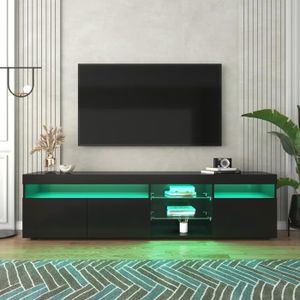 MEUBLE TV Meuble TV avec éclairage LED variable - panneau lumineux - style moderne pour salon et salle à manger - noir 180x35x45 cm