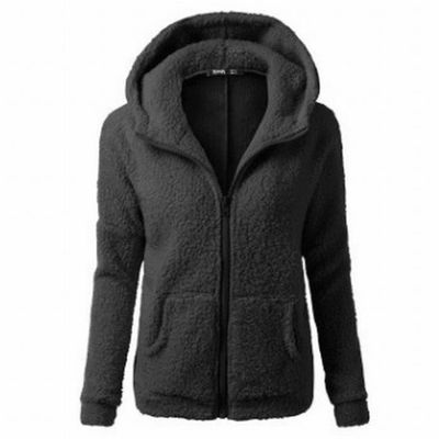 Sweat zippe a capuche en molleton femme Pull a capuche en polaire Veste chaude d hiver grande taille XXS 3XL Noir Cdiscount Pret a Porter