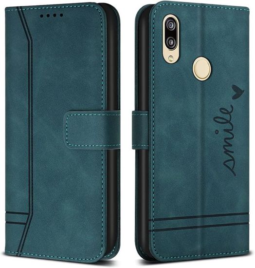 Coque Cuir Magnétique Pour Huawei Honor 9 Lite / P Smart 2018 - Avec Portes-cartes - Support Intégré - Bleu Marine - 10
