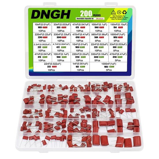 Assortiment 100 Condensateurs à Film Polyester Métallisé 10nF à 470nF - Kit Complet 10 Valeurs