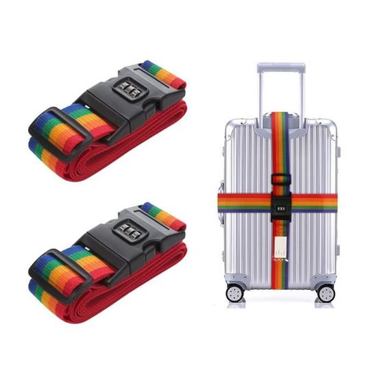 4 Sangles De Valise Avec Cadenas à Code - Réfléchissantes, Réglables, étiquettes Nominatives - Pour Sécuriser Et Identifier Tes Bagages En Voyage - 5