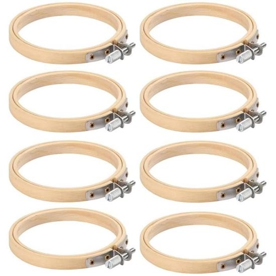 TAICHEUT - Lot De 30 Cercles à Broder Ronds En Bambou De 8 Cm - Bords Lisses, Serrage Réglable - Pour Point De Croix, Travaux Manuels