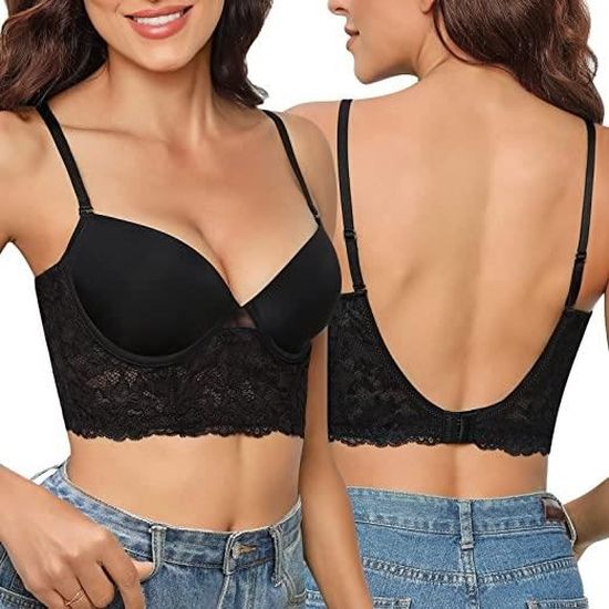 Soutien-gorge Dos Nu Invisible Push-up Sans Armature KEWUF - Taille M, Multi-positions