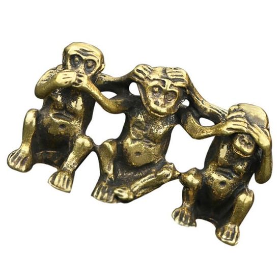 1pc laiton trois singes ornement rétro singe modèles de Statue de la maison de statue - statuette objet de decoration - bibelot