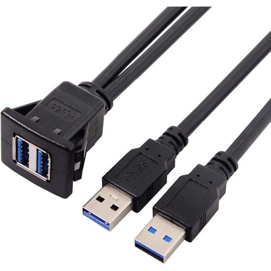 Câble D'extension USB Et Prise Auxiliaire 3.5 Mm Encastrable Pour Tableau De Bord Voiture - Longueur 1.5 M