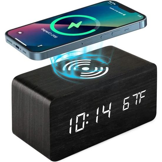 Réveil Numérique Avec Affichage LED, Station De Charge Rapide Sans Fil, Thermomètre Et Port De Charge Usb 92921544