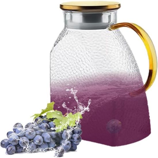 Pichet En Verre Avec Couvercle ZHENGYAOYANG - Pour Eau, Thé Glacé, Jus, 1L Environ, Sans BPA