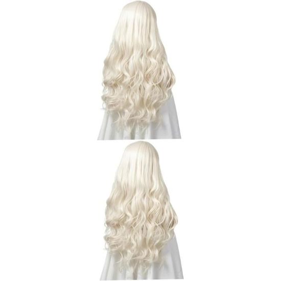 Perruque Femme Longue Blond Clair Cuivré Méché - Synthétique Ondulé - Bonnet Moyen