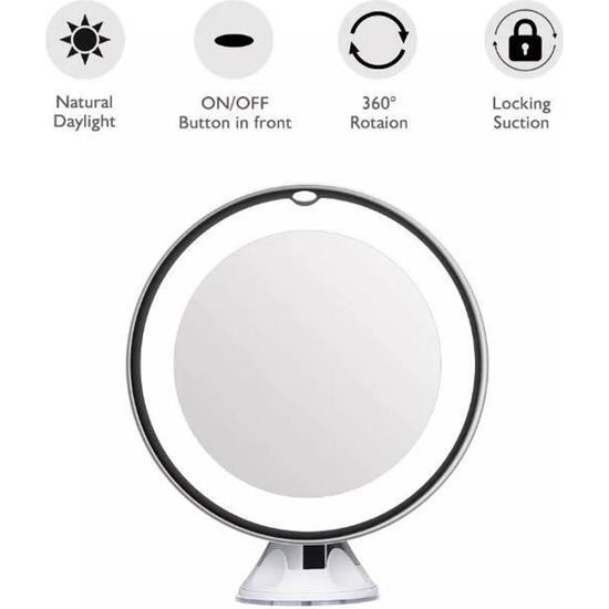 Miroir de maquillage LED 3en1 avec ventilateur intégré - Vente