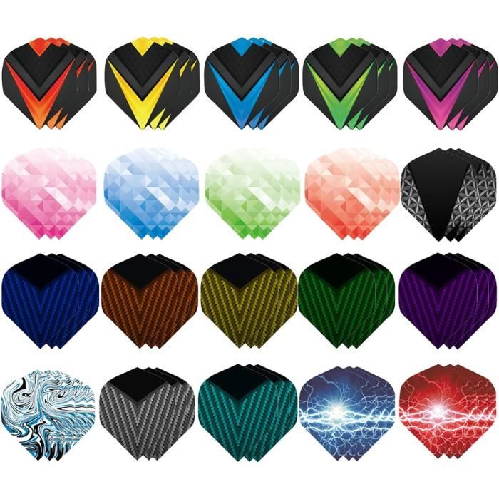 PUCIO Ailettes Standard Fléchettes,60 Vols de Flechettes et Accessoires,20 Styles d'ailettes de