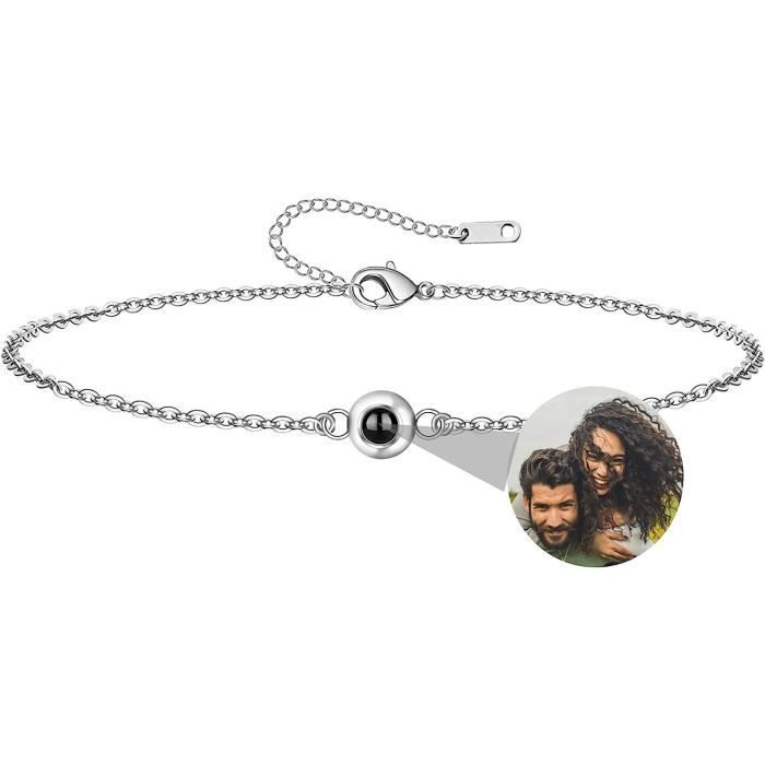 Bracelet Personnalisé Homme Avec Photo Projetée - En Bois Naturel (palissandre, Cyprès...) - Ajustable, Cadeau Pour Papa, Couple - 1