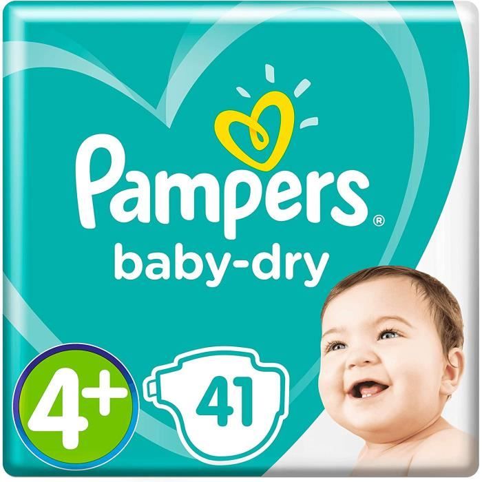 BabyDry Taille 4+ 41 Couches, 1015 kg, Pack Essentiel, Canaux d'Air