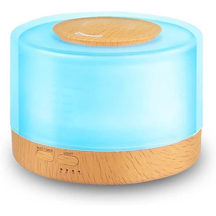 Diffuseur D'huiles Essentielles 500ML Diffuseur Ultrasonique - Arret Automatique Temps et 7 Couleurs pour Salon, SPA ou Bureau etc.
