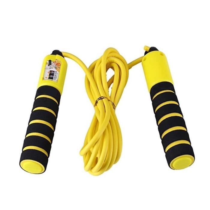 Corde À Sauter Réglable Avec Poignées Et Compteur Confortables Jaune